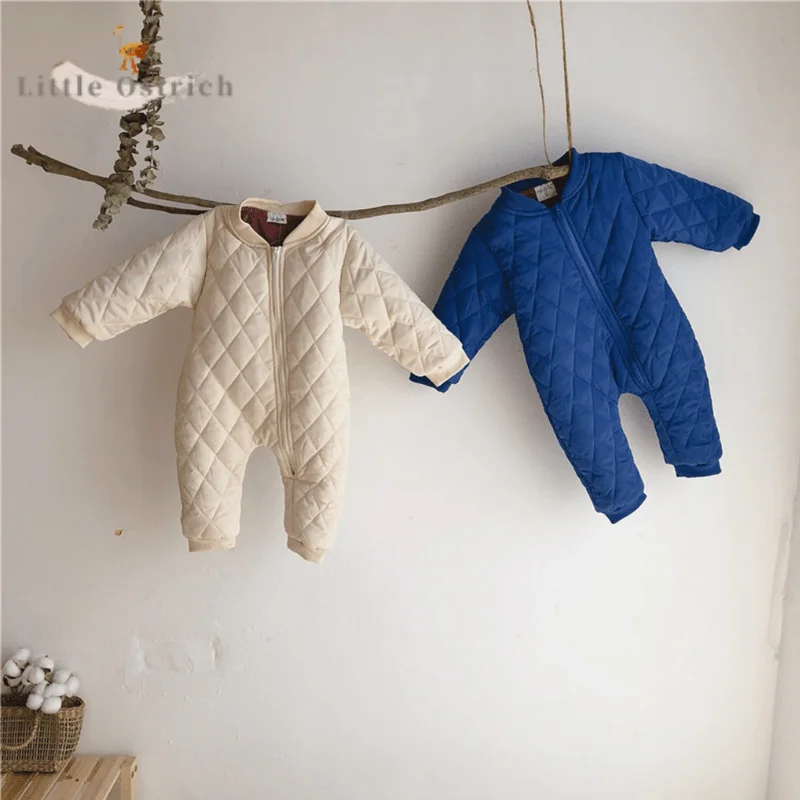 Newborn Baby Girl Boy Cotton Fleece Inside Romper Toddler Child Zipper Thick Jumpsuit Autumn Winter Outwear Baby Clo